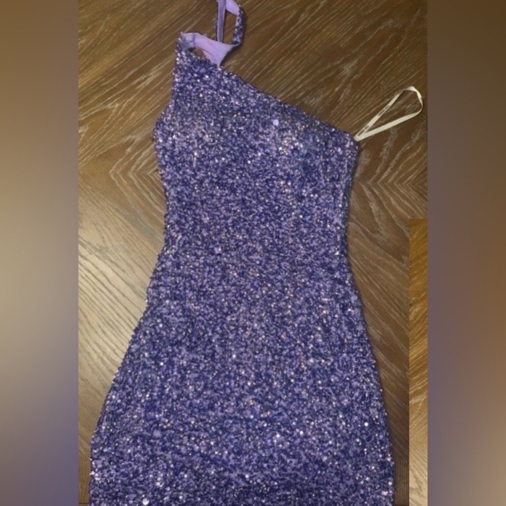 Sherri Hill Purple Sequin Prom Dress